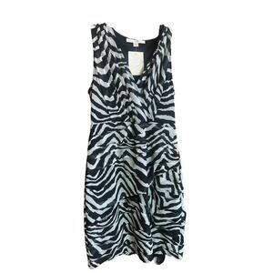 Boston Proper Wild Zebra Pleated Layered Sleeveless Sheath Dress NWT Size S